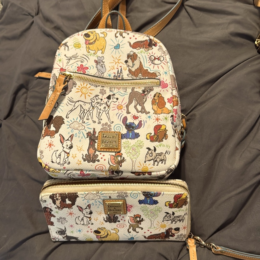Disney Dooney and Bourke dogs backpack with matching wallet.